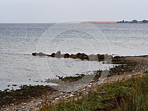 Typical beautiful Danish coastline landscape in the summer Aero Island Denmark