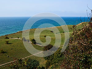 Typical beautiful Danish coastline landscape in the summer Aero Island Denmark