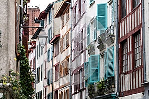 Typical beautiful street with colorful timbers and blinds for tourism