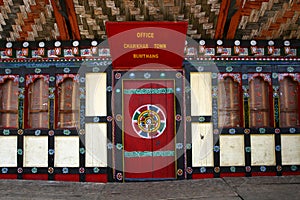 Typical Bhutanese door and windows photo