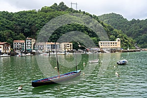 Typical boat from the northern Spanish coast in a fishing village in the Basque country.