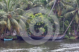 Typical boat scenery for the backwaters of Alappuzha