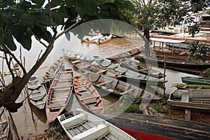 Typical boats of Amazonas, river SolimÃÂµes, municipality of Iranduba photo