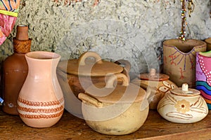 Typical Brazilian clay crafts pots