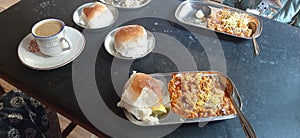 A typical breakfast of Maharashtra, Misal Pav, Tea