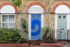 Typical British house facade in London city center, England, UK