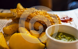 Typical British Pub Food - the famous Fish and Chips