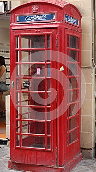 Typical British telephone booth