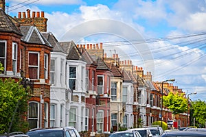 Typical British terraced houses around Kensal Rise in London photo