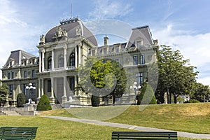 Typical Building and street at city of Lausanne, Switzerland