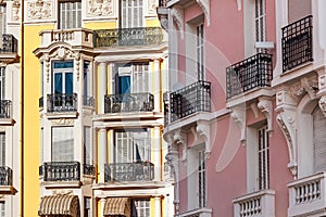 Typical buildings in Menton, France.