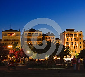 Typical buildings at night, Corfu city