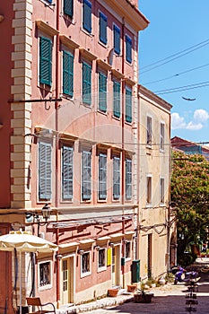 Typical buildings in old city, Kerkyra, Corfu island, Greece