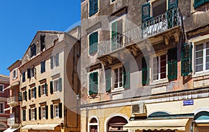 Typical buildings in old city, Kerkyra, Corfu island, Greece