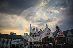 Typical Buildings by Sunset in Frankfurt Old Town - Germany