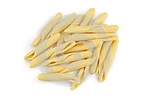 Typical Calabrian pasta called Maccheroncini also known as Maccheroni isolated on white background with clipping path