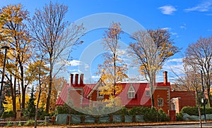 Typical canadian house in fall landscape Montreal Quebec province Canada