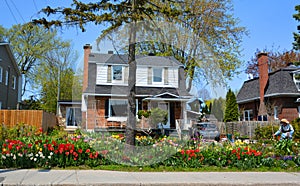 Typical canadian house in winter saison in Montreal Quebec province Canada