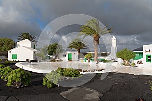 Canarian style buildings, Al Campesino village, volcanic landscape Lanzarote photo