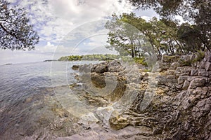 Typical cemented beach in Istria