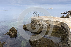 Typical cemented beach in Istria