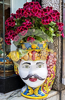 Typical ceramics, flower vase shaped like a Moorish head