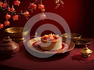 Typical Chinese Nian Gao cake during Chinese New Year celebrations