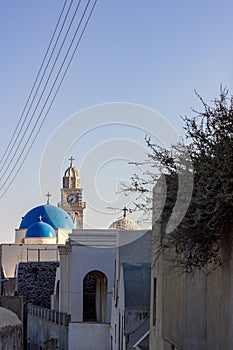 Typical church dome in Santorini, Greece