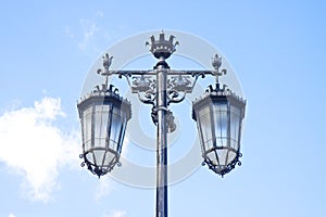 Typical classic portuguese streetlight - image with copy space