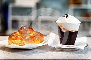 Typical coffee granita with cream