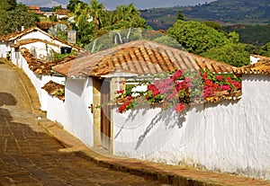 Colonial street in Barichara, Colombia photo