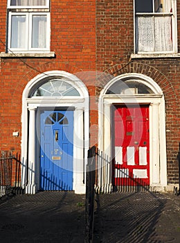 Typical colorful doors houses Dublin Ireland Europe