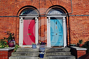 Typical Colorful Georgian Doors in Dublin