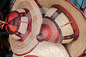 Typical colorful hats of Nigerian Fulani tribe, Borno State, Nigeria