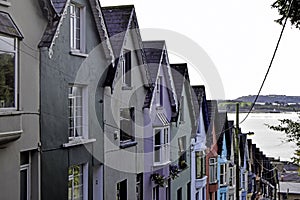 Typical colorful houses in the beautiful city of Cobh, Port of Cork, Ireland