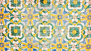 typical colorful sicilian floor and wall tiles in different patterns and design