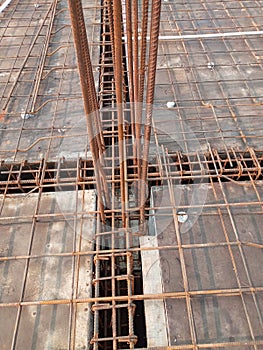 Typical column beam junction at mid span of a slab in Building work