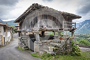 Typical construction of asturias to store the harvest and food, horreo, storage, panera photo