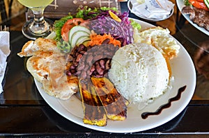 Typical Costa Rican food as is served for lunch