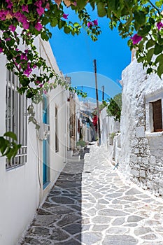 Typical cycladic alley in the village of Parikia Paros island