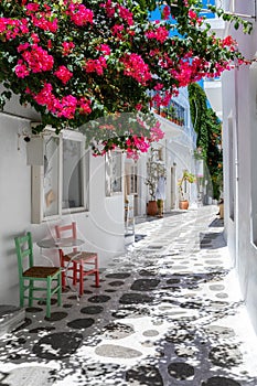 A typical cycladic alley at the village of Parikia, Paros island