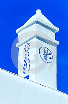 Typical Cycladic whitewashed rooftop Greece