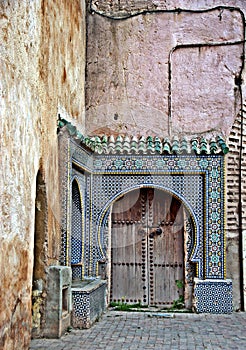 Typical decorated door of Morocco photo