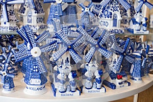 Typical Delft blue in a souvenir shop