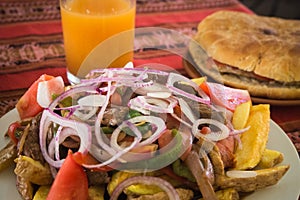 Typical dish of Bolivian cuisine called pique macho