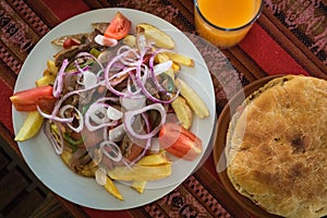 Typical dish of Bolivian cuisine called pique macho