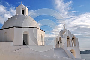 Typical dome of an Orthodox Greek church in the Cycladic Islands. Here we are at Oia in Santorini