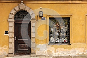 Typical door and window in the Old Town. Warsaw. Poland