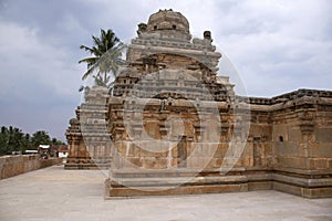 A typical Dravidian style shrine at Panchakuta Basadi or Panchakoota Basadi, Kambadahalli, Mandya district, Karnataka.