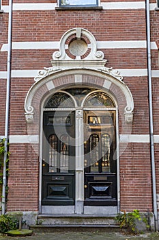 Typical dutch architectural detail, a door in Amsterdam